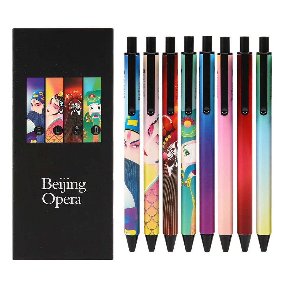 

4Pcs/Lot M&G New Colorful Creative Beijing Opera Press Gel Pen 0.5mm Black and Blue Ink Cute Neutral Pen Office Stationery Gift