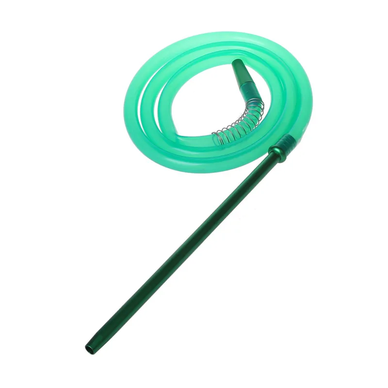 Курить Dogo новое поступление длина 1,5 м силиконовая трубка для кальяна с алюминиевым ртом кусок с весной для синего/коричневого/зеленого/розового - Цвет: Fluorescent green