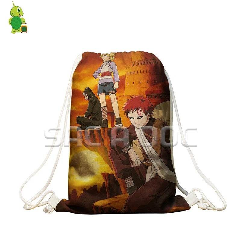 Аниме Наруто/боруто сумка на шнурке 3D Наруто Саске печать мягкий рюкзак для путешествий Сумки для подростков мальчиков девочек школьные сумки для хранения - Цвет: 10