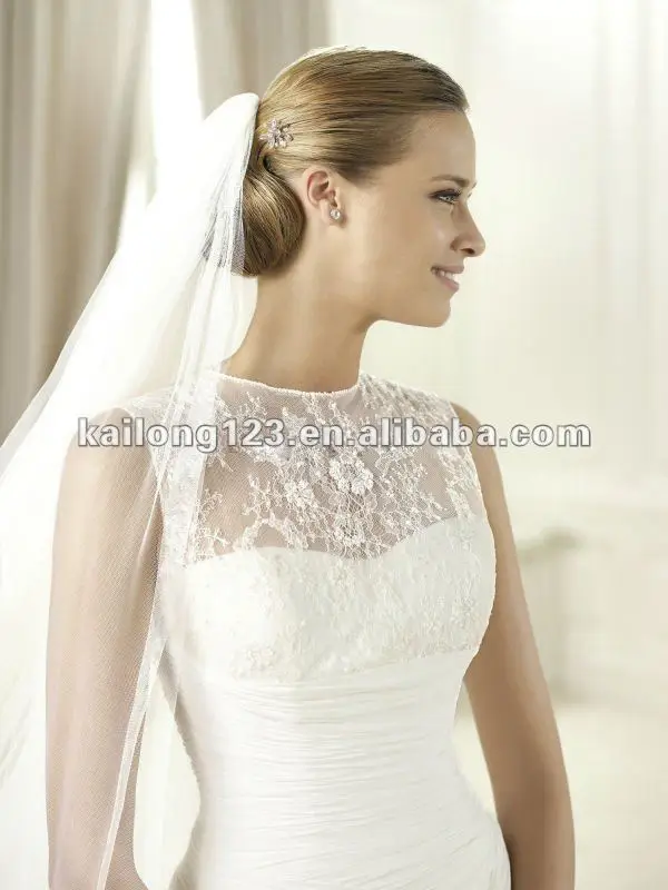 Fabulous Sheer Lace Neck Sheath Sweep Train Drop Waist Ruched Fabulous Sheer Lace Neck Sheath Sweep Train Drop Waist Ruched Chiffon Online Wedding Dresses In From Weddings Events On Aliexpress