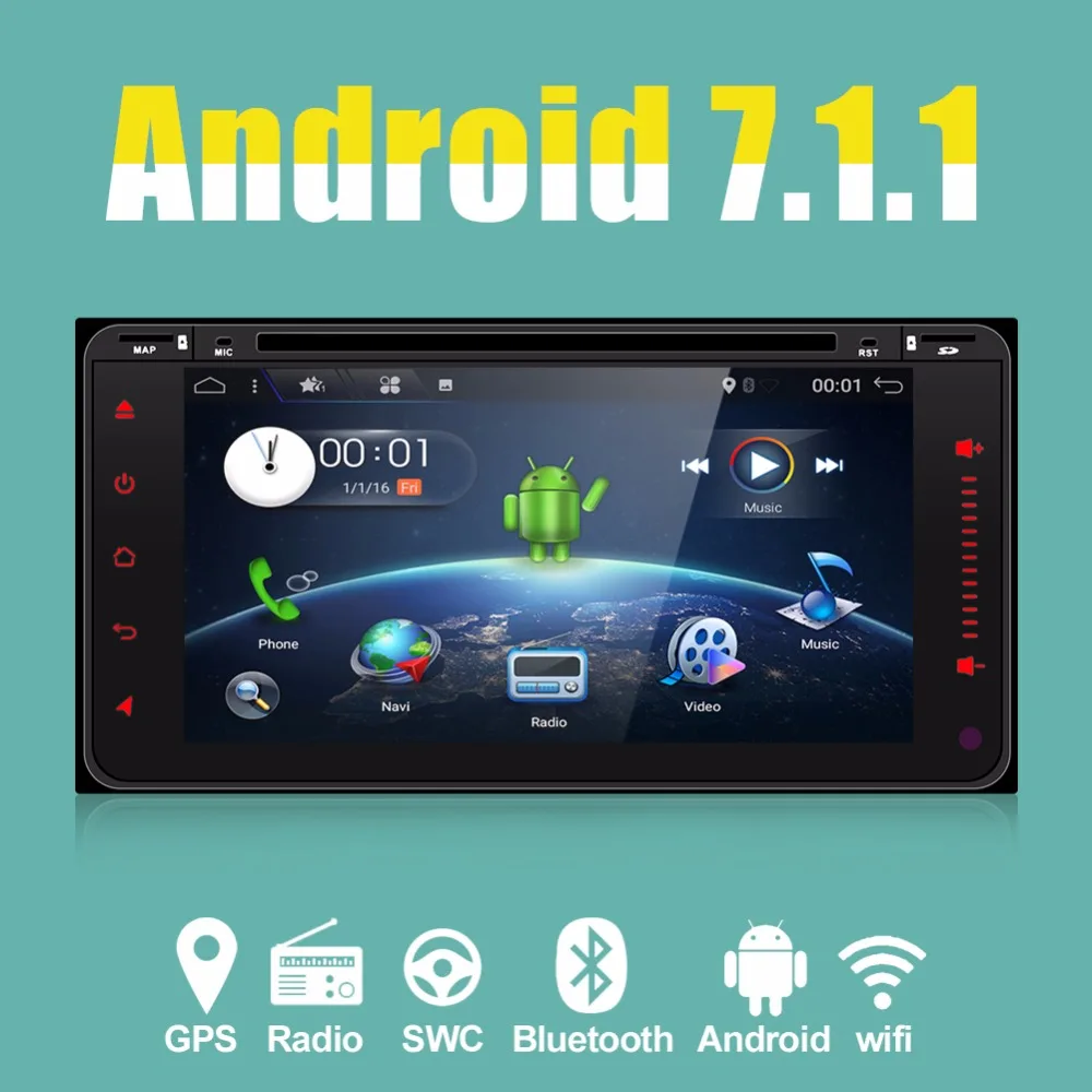 4 ядра 2 Din Android 6 0 для автомобиля Toyota DVD Радио стерео видео плеер gps Hilux VIOS Camry Corolla