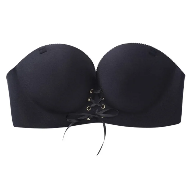 New Sexy Women Push Up Wire Free Bra Invisible Strapless Silicone Lace
