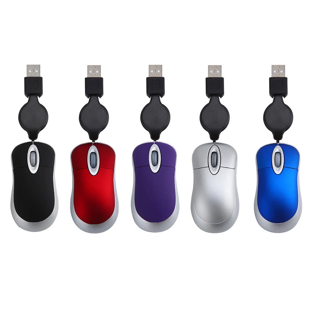 Милая Проводная мини мышь с выдвижным USB кабелем эргономичная игровая для офиса