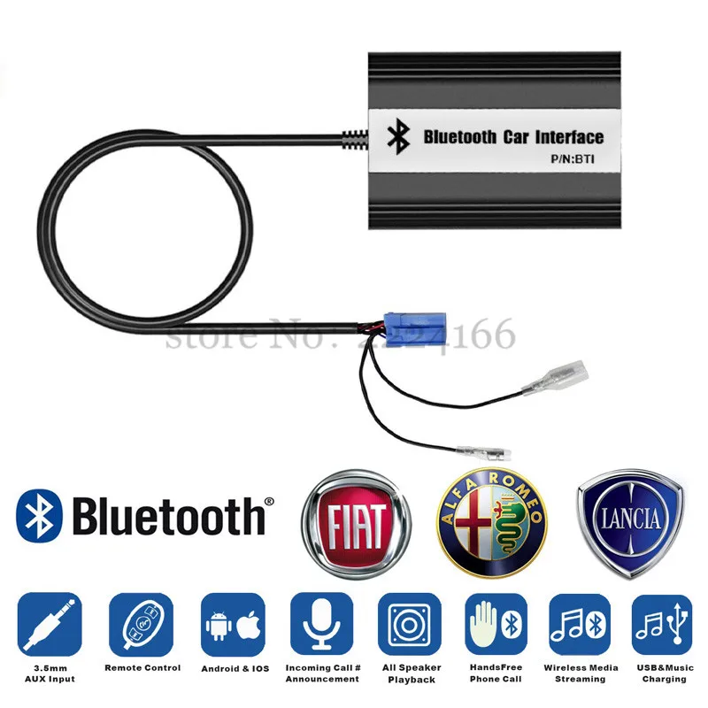 

New Car Bluetooth A2DP Adapter for Fiat Alfa Romeo Lancia Interface MP3 Music Players USB Charging Kit Car Parts