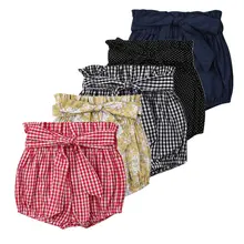 Новые летние шорты для маленьких девочек милые детские шаровары в клетку в горошек, шорты Подгузники, детские штаны