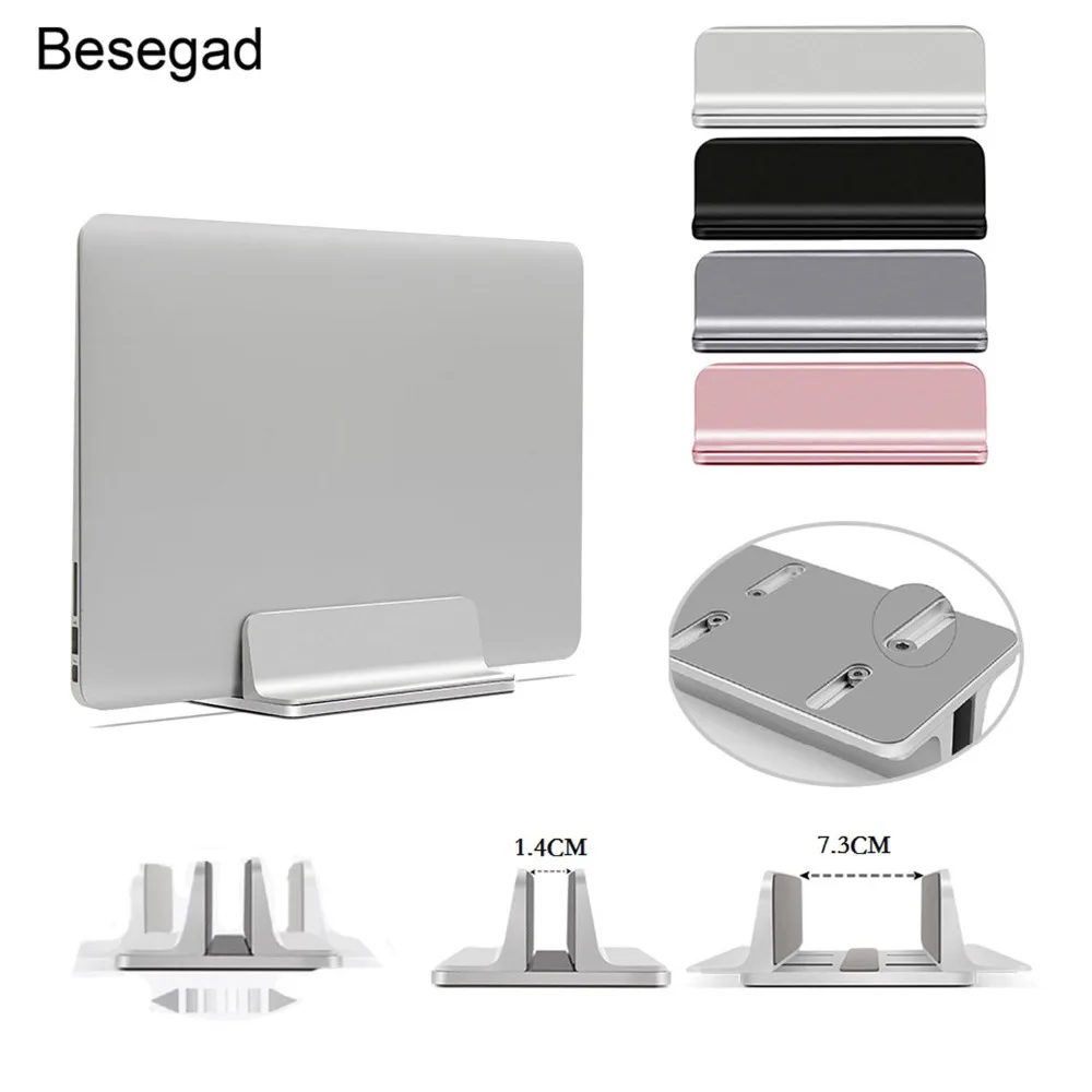  Besegad Adjustable Vertical Desktop Laptop Holder Aluminium Stand Bracket for Apple MacBook Pro Mac