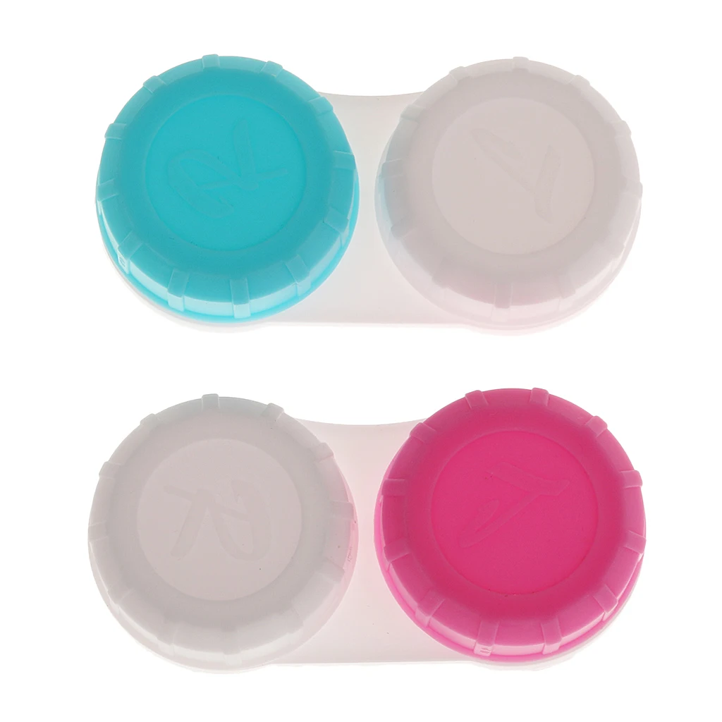 10pcs Screw Top Contact Lens Case Soaking Storage Soft Eye Lens Container  Rose Red