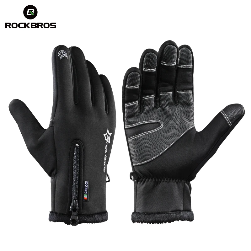 ROCKBROS Thermal Ski Gloves Winter Fleece Waterproof Snowboard Gloves Snow Motorcycle Skiing Gloves Sportswear Audlt Kids Gloves