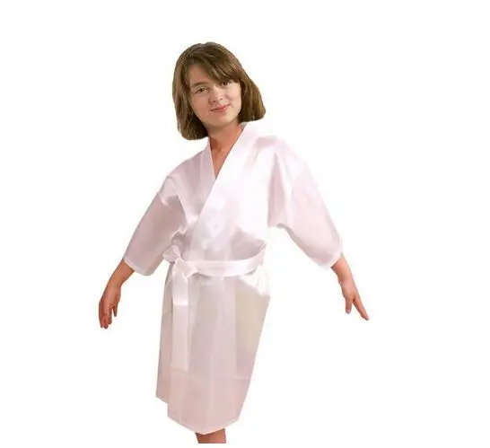Дети Твердые Атлас район кимоно халат невесты сплошной халат детей Ночная рубашка пижамы халат