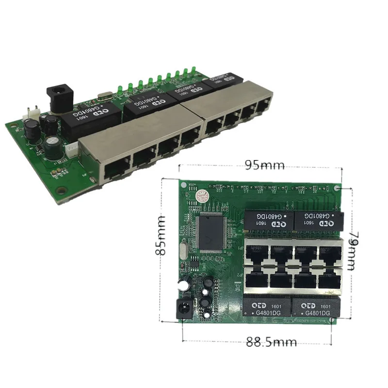OEM PBC 8 Port Gigabit Ethernet Switch met pin way header 10/100/1000 m hub 8way power Pcb board schroef gat | Электроника