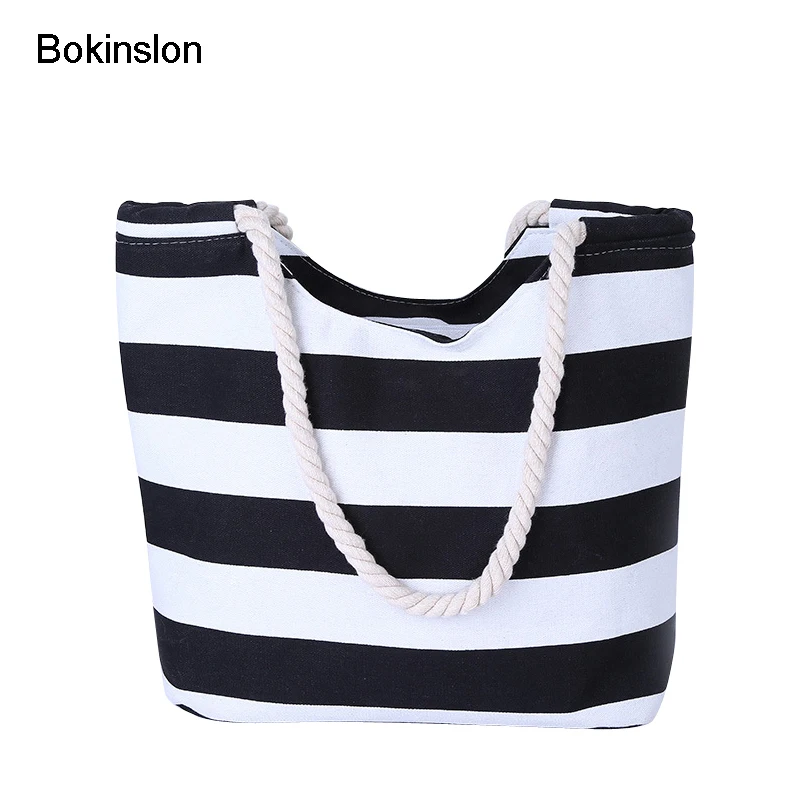 

Bokinslon Canvas Bags For Women Large Capacity Simple Woman Stripe Bags Candy Colors Practical Female Shoulder Bags