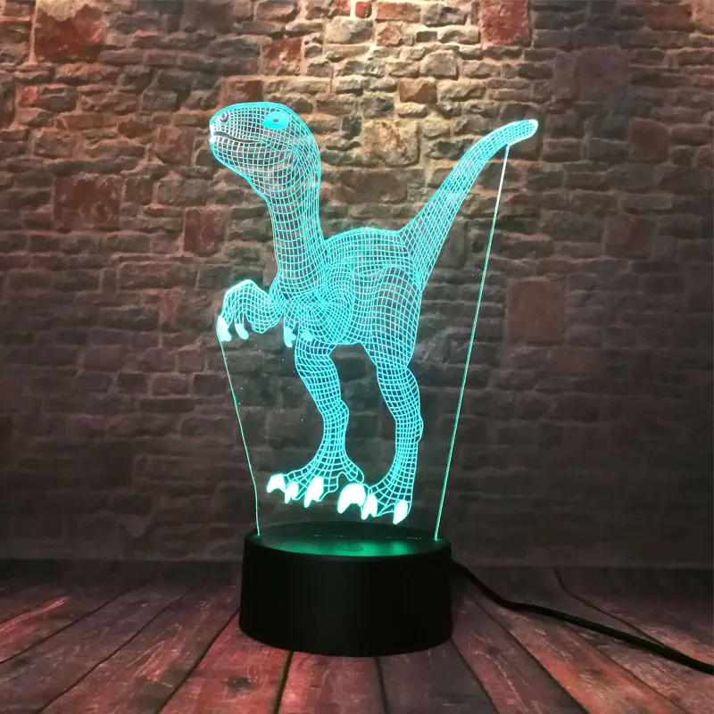 

Luminous Jurassic Park Dragon Animal Figure 3D Illusion Led Lamp 7 Colors Change Nightlight Tyrannosaurus Model Toys