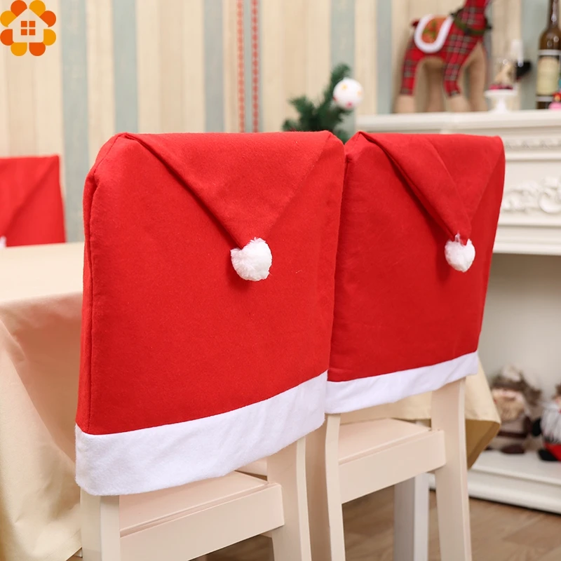 1PC Chair Covers Christmas Decorations Red Chair Covers Santa Claus