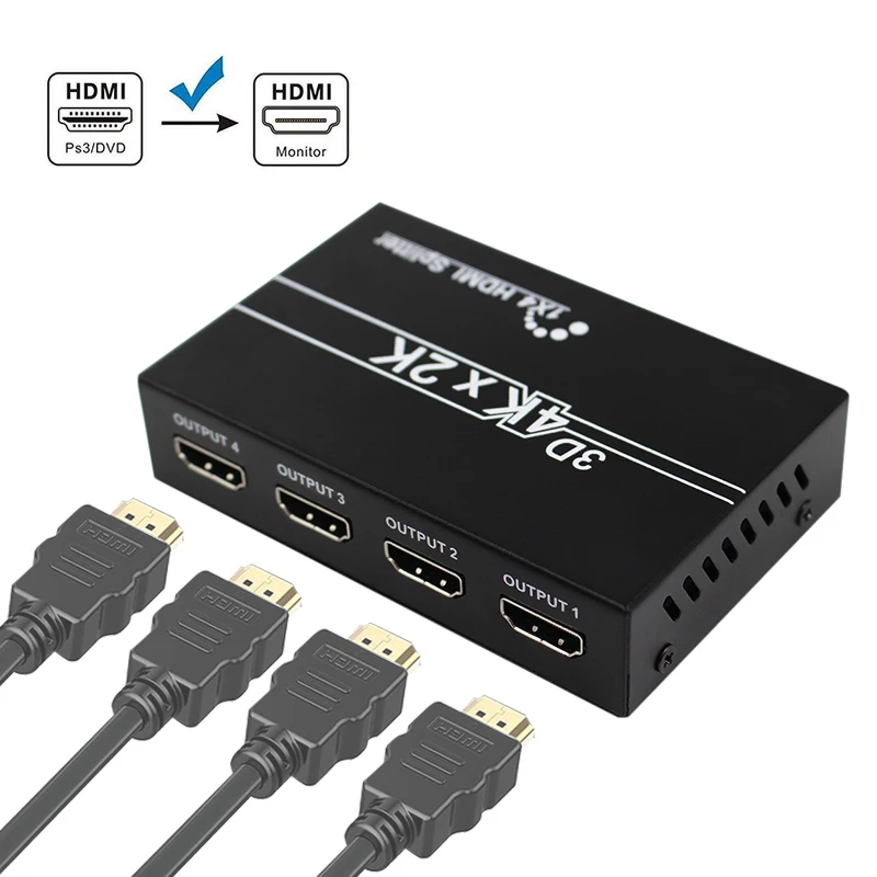 1X4 HDMI Сплиттер 4K 3D v1.4 1080p 1 в 4 из Сплит HD конвертер для PS3 PS4 DVD ноутбука|Усилители