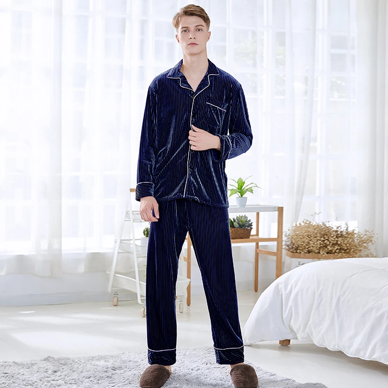 Male Pajama Sets Elegant Fashiom Sleepwear   (5)