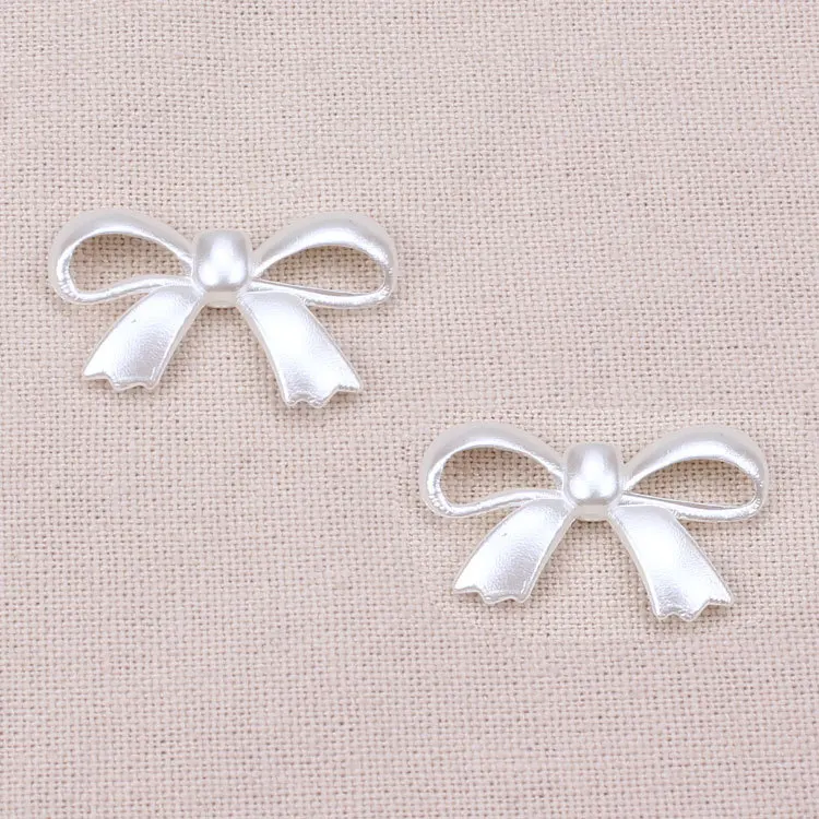 

50pcs/lot 17mm*27mm White ABS Simulated Half Pearl Beads Sewing Material Bow Charms Jewelry Craft Making Fittings