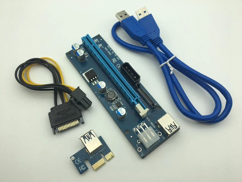 60 см PCI-E Express Riser Card 1X до 16X удлинитель со светодиодной подсветкой USB 3,0 SATA до 6Pin мощность для BTC Bitcoin Mining Antminer Miner