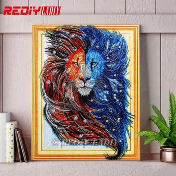 

5D Special Shaped Diamond Embroidery Crystal King of Lion DIY Diamond Painting Shining Round Rhinestones Cross Stitch Home Decor
