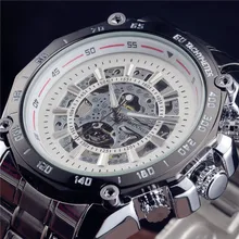 2017 New Fashion Men Male Winner Brand Mechanical Watch Steel Automatic Stylish Classic Steampunk Skeleton Wristwatch Best Gift
