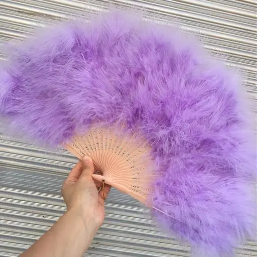 light purple 2 шт много утолщаются пушистые складные Marabou свадьба свадебный душ реквизит для фото вечеринок перо ручные вентиляторы - Цвет: light purple