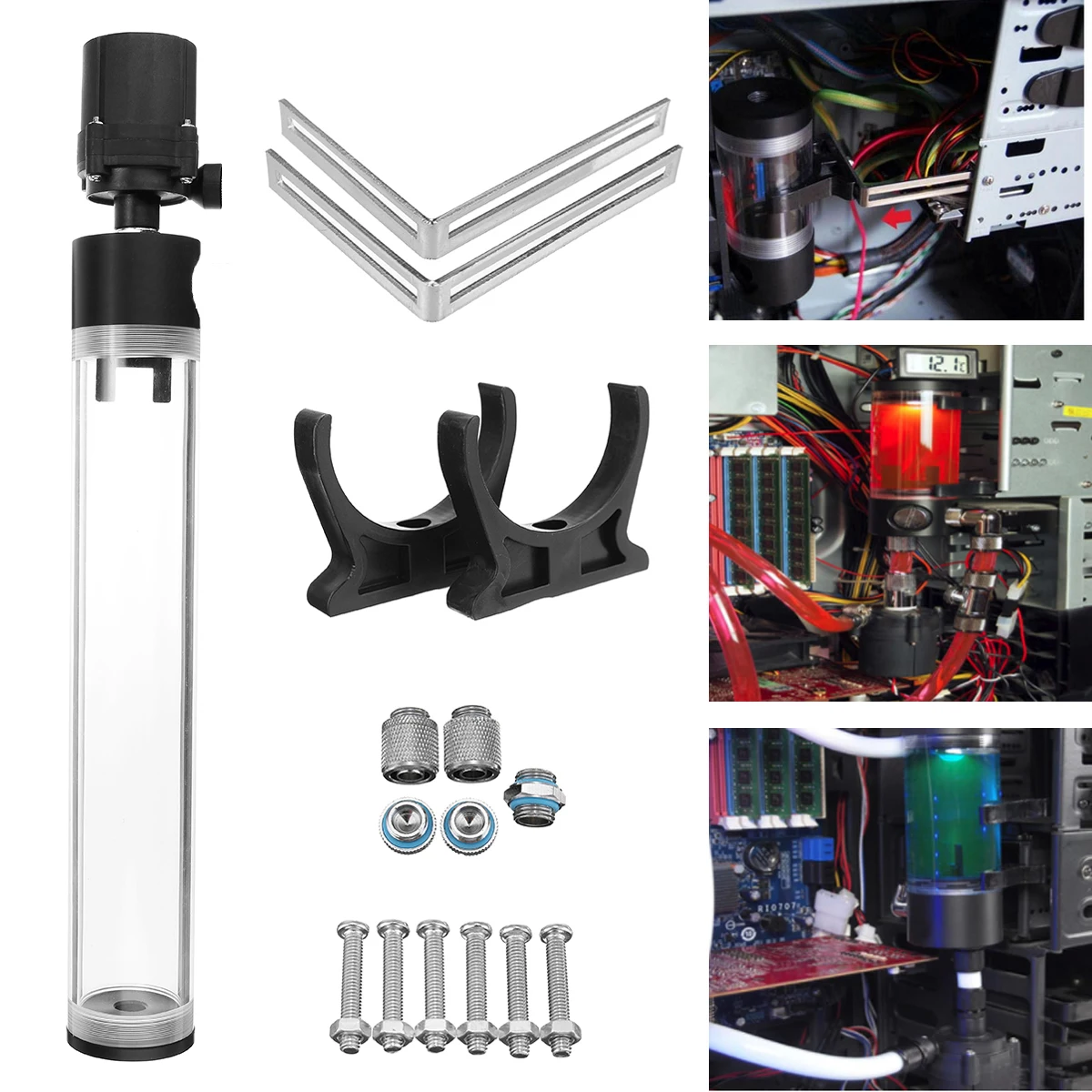 

SSKYEE Cylinder Water Tank 310mm G1/4 Thread 19W Pump Computer Water Cooling Radiator New Computer Water Cooling Cooler For CPU