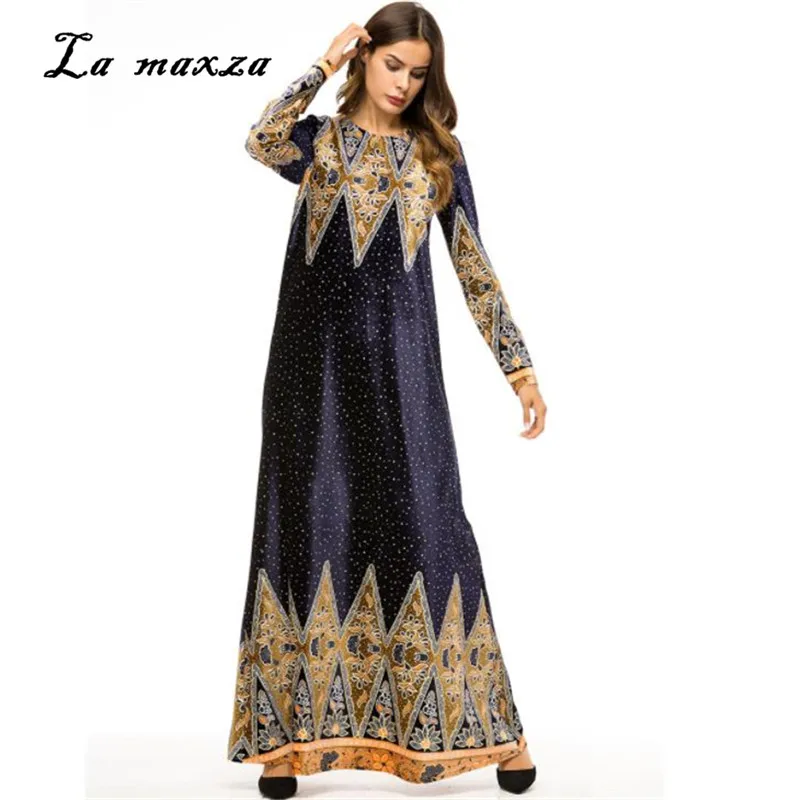 Женские платья-кафтаны abaya Макси платье вечернее платье для мусульманских женщин ислам Дубаи арабский бархатные теплые женское платье