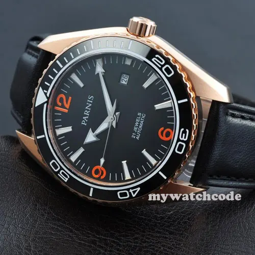 45mm Parnis black dial Sapphire Glass ceramic bezel Automatic mens Watch P306 45mm Parnis black dial Sapphire Glass ceramic bezel Automatic mens Watch P306