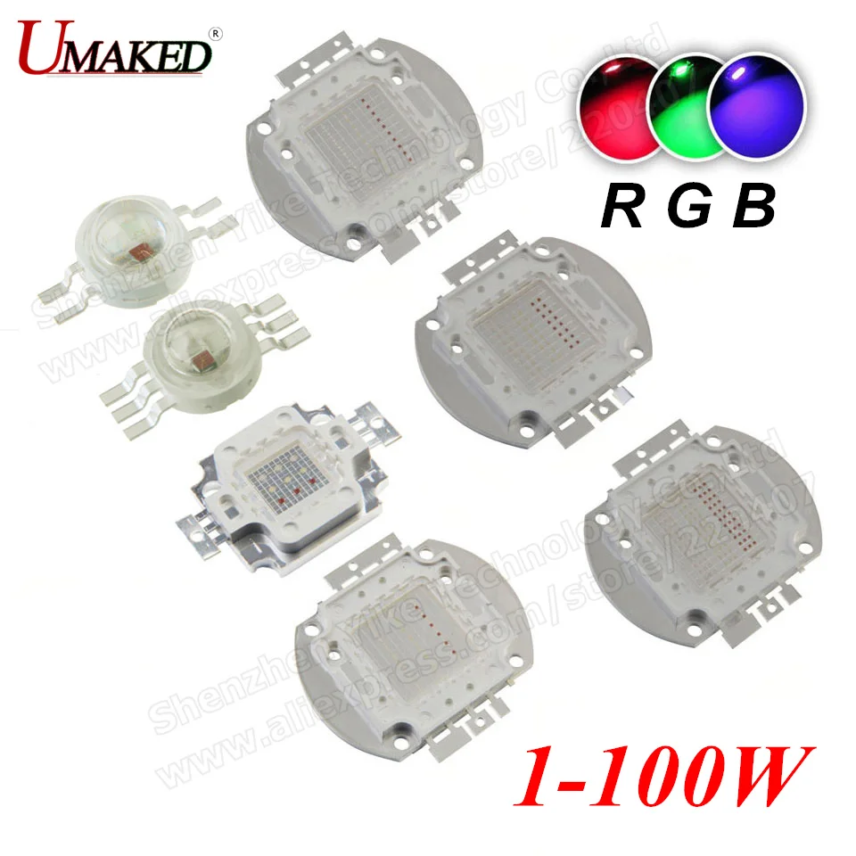 Светодиодный чип высокой мощности 1 Вт 3 10 20 30 50 100 RGB цвет для прожектора