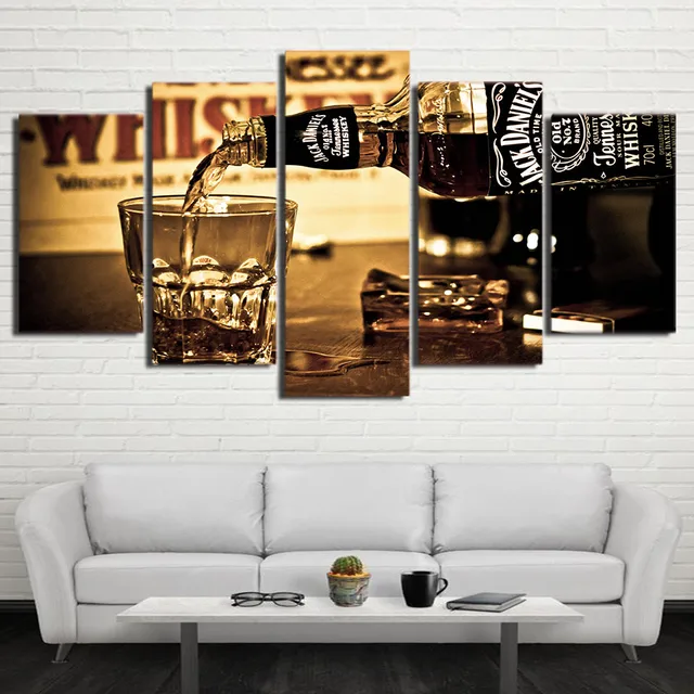 Wall Pictures Hd Printed Jack Daniels Posters For Living Room Home Wall Pictures Hd Printed Jack Daniels Posters For Living Room Home Decor Drink 5 Pieces
