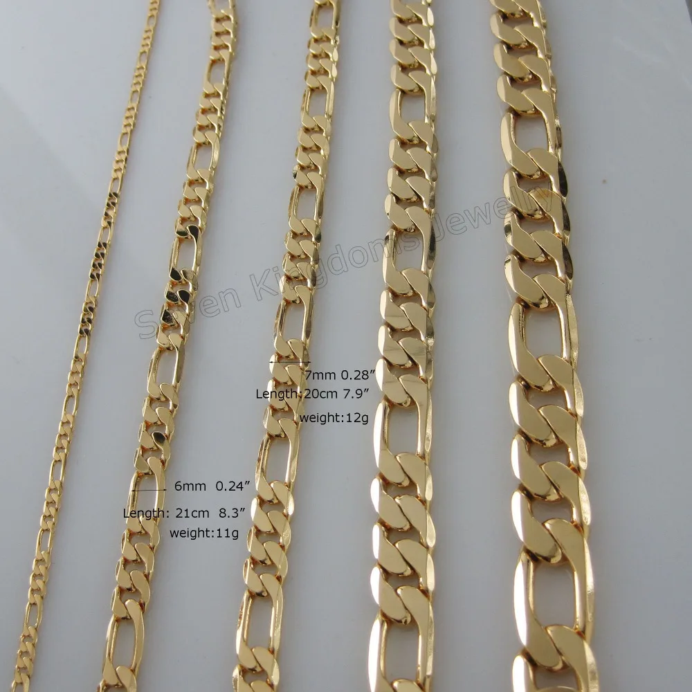 

Min Order 10$ Can mix Design /5 STYLES AVAILABLE - YELLOW GOLD GP FILLED FIGARO 1 BY 3 LINK BRACELET REFER TO THE PICTURE