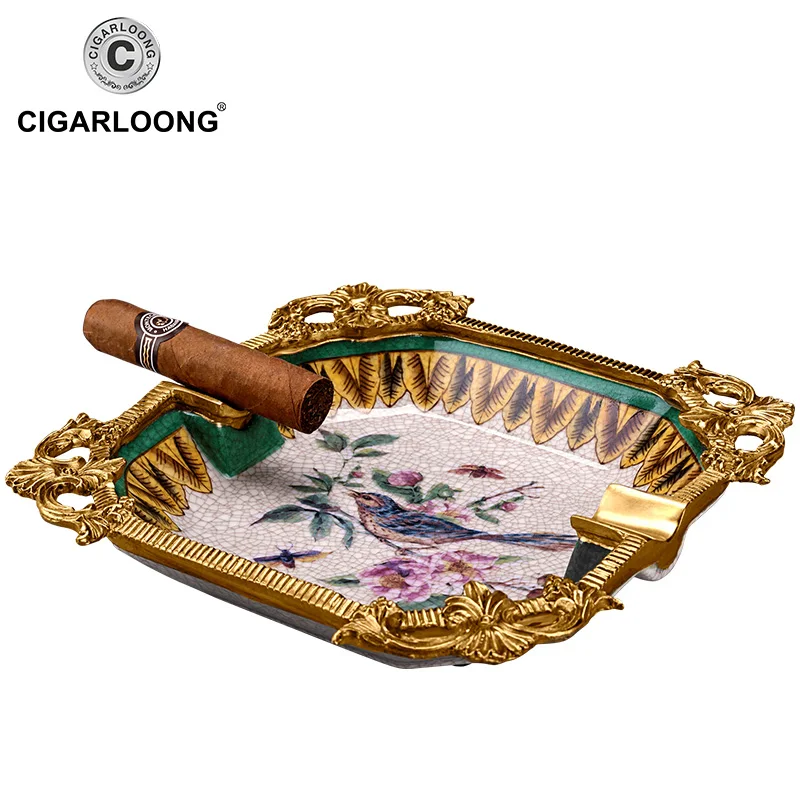 

large diameter smoke trough bone china cigar ashtray large CE-0305