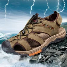 Summer 2016 Men s First Layer Of Leather Sandals Casual Shoes Men Genuine Leather Sandals
