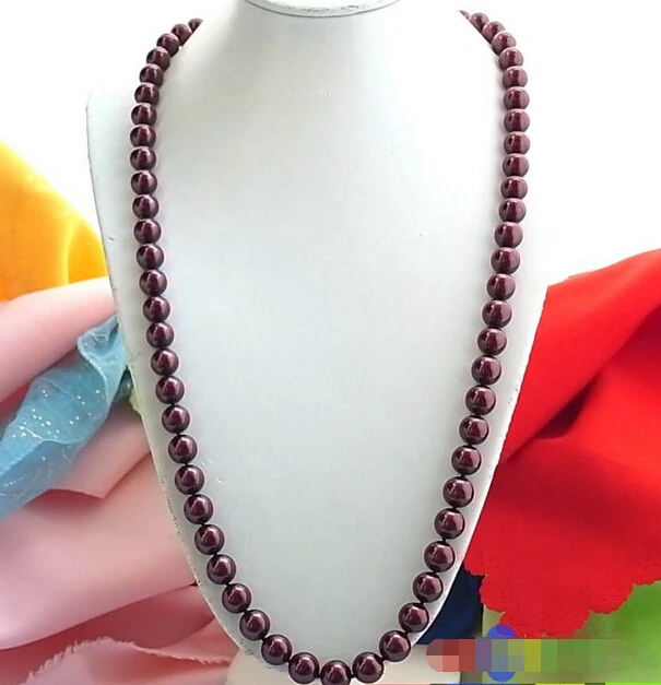 

Free shipping@@@@@ 32" 12MM GRAPE PURPLE SOUTH SEA shell PEARL NECKL NECKLACE