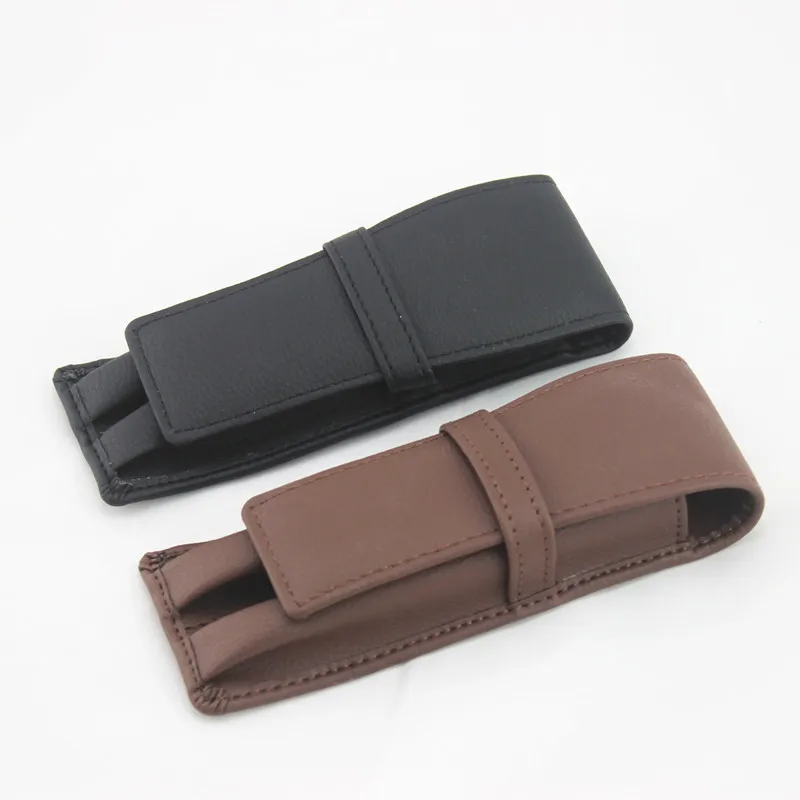 

high quality luxury school Office Stationery Leather Pen Bag personalized pencil bag Sheath 2 Pen /Pencil Bag