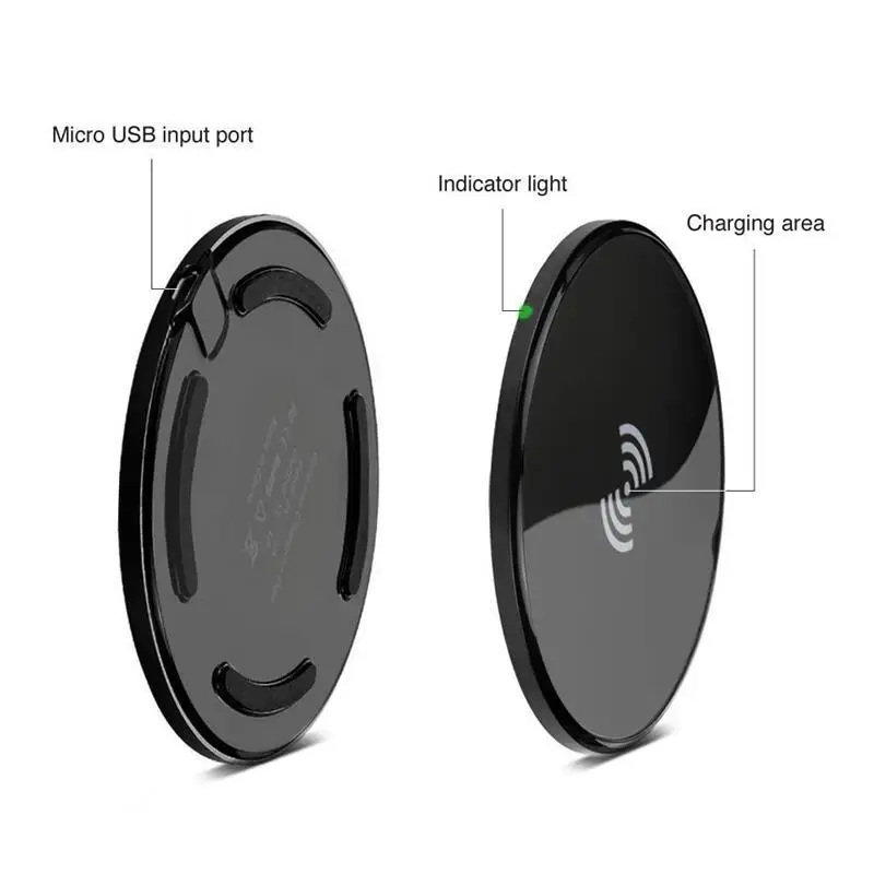 Ultra-Slim Wireless Charger Qi Wireless Charging Pad Kit for iOS Android Smart Phones All QI-Enabled Devices with Receiver Coil