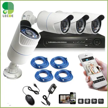 

4CH 720P HD PoE NVR Security System Easy Setup 4 Indoor/Outdoor PoE Waterproof 720P HD IP Security Camera Night Vision