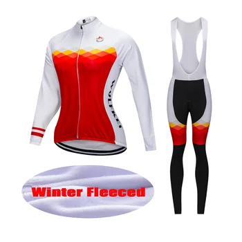 

Winter Thermal Fleece Cycling jersey and tight bib set Road Bike Cycling clothing Ropa Ciclismo for Women Outdoor SportsWear