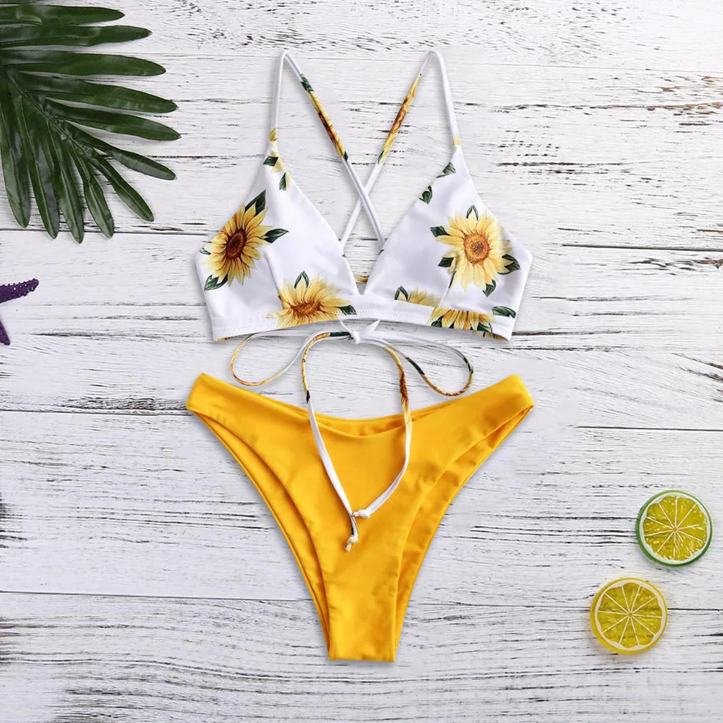 

Swimming Suit For Women Print Bikinis Push-Up Padded Bra Beach Bikini Set Swimsuit Beachwear Swimwear Low Waist Biquinis Bahter