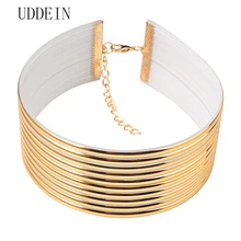 UDDEIN Макси-ожерелье для женщин, Новое поступление, чокеры золотого цвета, кожаное ожерелье, подвеска, винтажное массивное ювелирное изделие, аксессуары, воротник