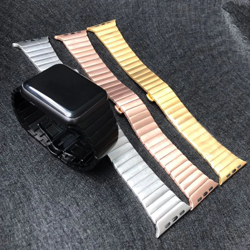 Металлический ремешок из нержавеющей стали для Apple Watch Band iWatch Series 1 2 3 браслет с застежкой-бабочкой Ремешки для наручных часов 42 мм 38 мм