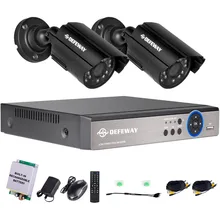 DEFEWAY HD 720P 4 Channel CCTV System Video Surveillance DVR KIT 2PCS 1200TVL Home Security Sets With Emergency Battery New Item