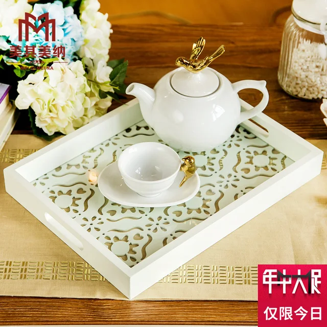 European Modern Minimalist Boutique Fruit Plate Decorative European Modern Minimalist Boutique Fruit Plate Decorative Household Furnishings Creative Wooden Coffee Table Tray