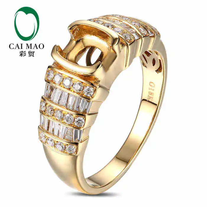 

CaiMao Cushion cut Semi Mount Ring Settings & 0.78ct Diamond 18k Yellow Gold Gemstone Engagement Ring Fine Jewelry