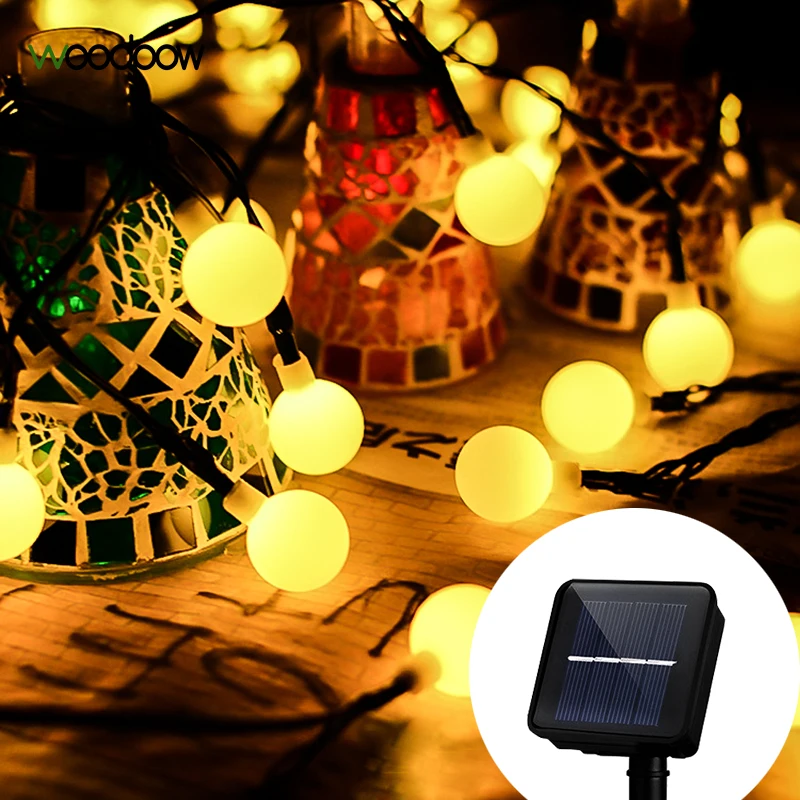

Woodpow 20LED 30LED Frosted Ball Solar Lights String Waterproof Solar Fairy Lights Outdoor Party Christmas Led Lights Decoration