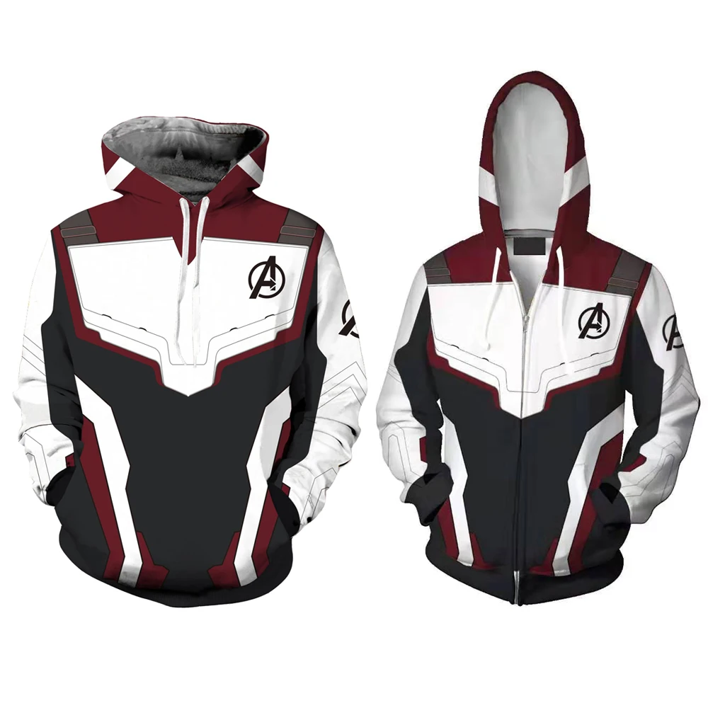 Men Women Avengers Endgame Realm Cosplay Hoodies 3D Pullover Sweatshirt Quantum Realm Superhero Zipper Jacket Costumes