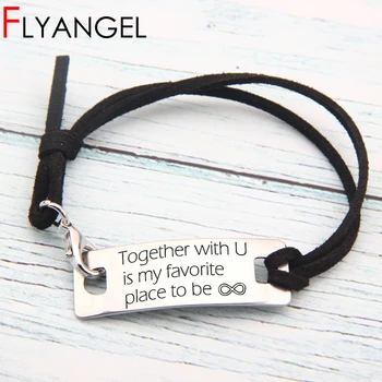 

New Fashion Bracelets Adjustable Bangle Jewelry Engraved Together With U Is My Favorite Place To Be Gifts For Lover Couples