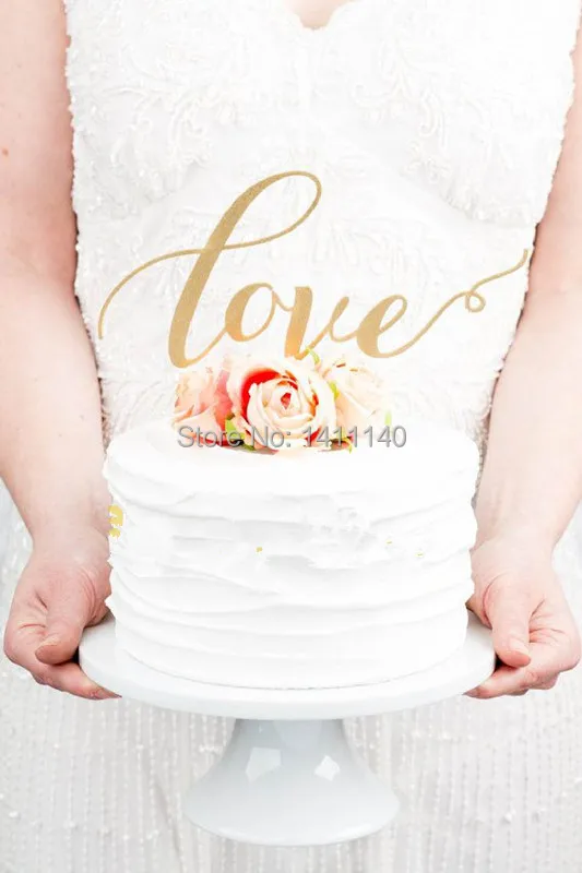 Персонализированные Свадебный торт Топпер 'Любовь "Bing золотой свадебный торт Топпер день рождения торт топперы украшения для торта для вечеринки