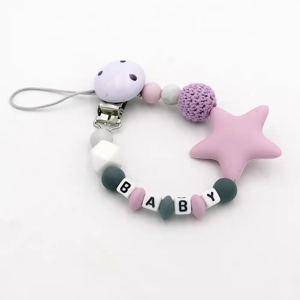 personalized teething pacifier clip