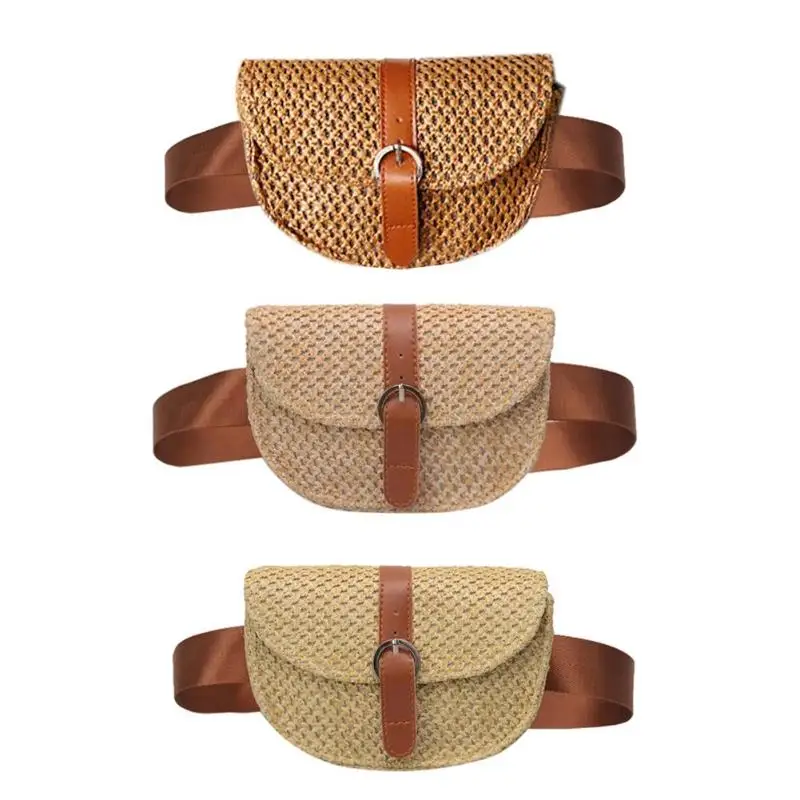 

Women Sport Waist Bag Straw Waist Chest Bag Small Outdoor Holiday Beach Shoulder Messenger Bags Running Bag