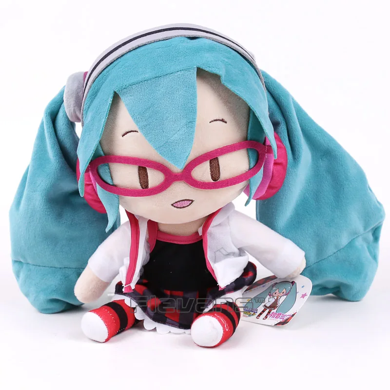 

VOCALOID Hatsune Miku with Glasses Headset Plush Toy Soft Stuffed Doll 24cm